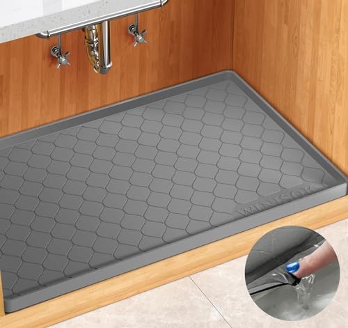 Winisok Waterproof Under Sink Mat 31" x 22", Silicone Mat, Dark Gray by Winisok