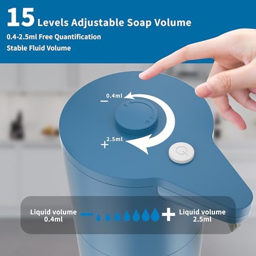 Automatic Soap Dispenser Touchless, Hands-Free, Multi Adjustable Volume, Long Battery Life, Compatible with Thick & Thin Dish/Hand Soap for Bathroom and Kitchen, Easy for Toddlers, Blue - Image 2