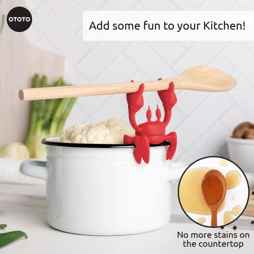 OTOTO 2 in 1 Silicone Spoon Rest & Steam Releaser - Large Spoon Holder for Stove Top - Unique and Useful Gift for Cooking - Heat Resistant Utensil Rest, Kitchen Gadgets, Red Gift (Red the Crab) - Image 4