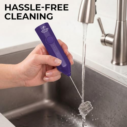 Zulay Kitchen Rechargeable Milk Frother Handheld - Frother Wand, Drink Mixer, Electric Whisk Frother, for Cappuccinos, Matcha & Protein Powder - Dynamic Triple Whisk, 3 Speed 500mAh Purple - Image 7