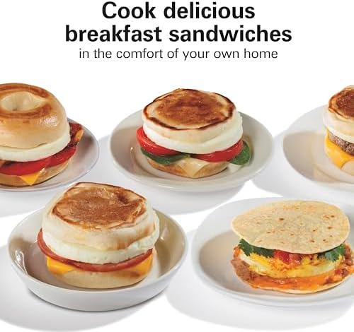 Hamilton Beach Dual Breakfast Sandwich Maker with Egg Cooker Rings & Timer - Image 4