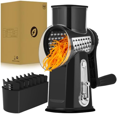 SUSTEAS Rotary Cheese Grater 5 Blades,Kitchen Mandoline Vegetable Slicer by SUSTEAS