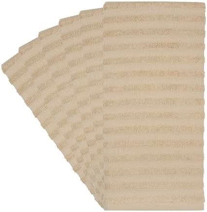 Premium Kitchen Towels 6 Pack 100% Cotton, 20"x28" - Tan Solid - Image 4