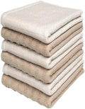 Bumble Premium Dish Cloths 13"x13" (6 Pack) | 100% Natural Ring Spun Cotton | 400 GSM | Highly Absorbent & Soft |Yarn Dyed & Solid Dyed Terry Dish Cloth Set - Tan by BumbleTowels