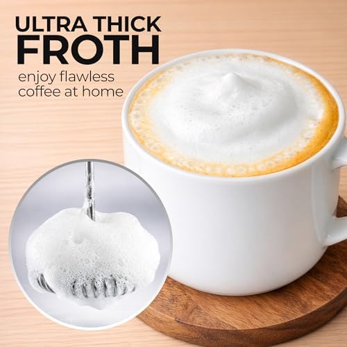 Zulay Kitchen Rechargeable Milk Frother Handheld - Frother Wand, Drink Mixer, Electric Whisk Frother, for Cappuccinos, Matcha & Protein Powder - Ultra Metal 4 Whisk, 1800mAh Black - Image 2