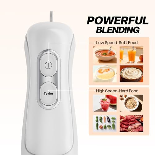 Turelar Immersion Blender Corded 400W, 2 Speed, Emulsifier, Blend, BPA-Free - Image 2