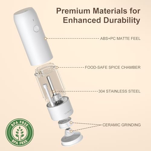 Ultrean Electric Salt and Pepper Grinder Set, Rechargeable,White&Black - Image 5