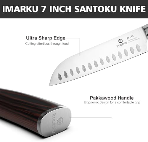 imarku Santoku Knife 7 Inch with Sharp Japanese High Carbon Stainless Steel - Image 4