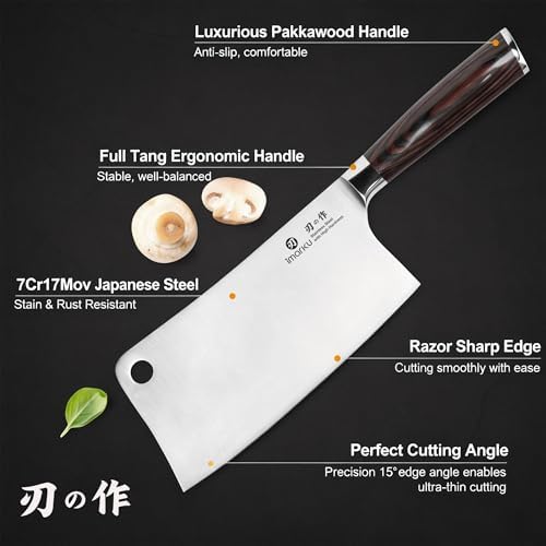 imarku Meat Cleaver 7 Inch, Japanese High Carbon Stainless Steel Chopper - Image 5
