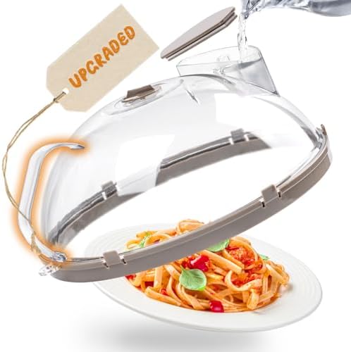 12 Inch Microwave Splatter Cover with Water Steamer, Integrated Handle by Gracenal