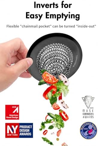 Kitchen Sink Drain Strainer,Patented Reversible Chain Mesh Basket,Black - Image 2
