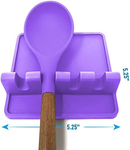 Zulay Kitchen Silicone Utensil Rest with Drip Pad for Multiple Utensils - BPA-Free, Heat-Resistant Spoon Rest & Spoon Holder for Stove Top - Kitchen Utensil Holder for Ladles & Tongs - Mystic Violet - Image 5