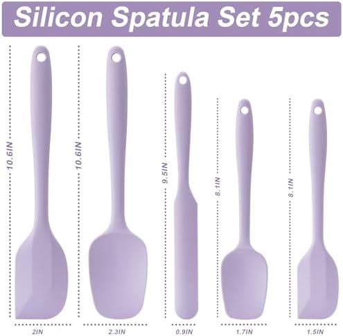 Silicone Spatula Set,5 Piece Food Grade Rubber Spatulas,Lavender - Image 2
