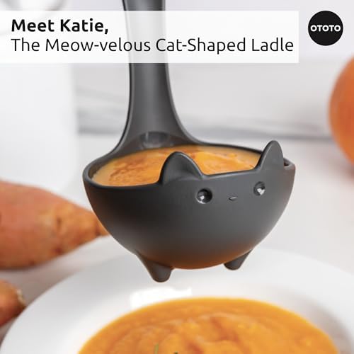 OTOTO Muscateers Bundle of Mary Cat, Katie, Kitty - Jar Scraper Spatula, Soup Ladle, Pizza Cutter - Cute Kitchen Accessories, Spooky Gothic Cat Gifts for Women, Kitchen Gifts, Halloween Gifts - Image 4