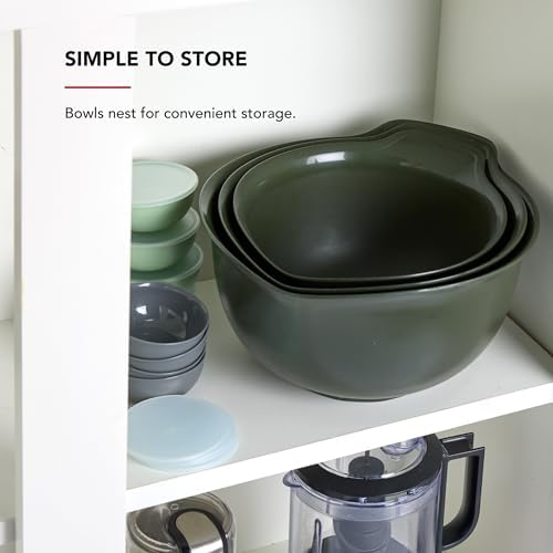 KitchenAid Universal Nesting Plastic Mixing Bowls, Set of 3, 2.5 quart, 3.5 quart, 4.5 quart, Evergreen - Image 6