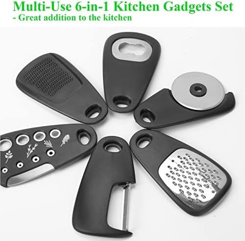2 Pack Kitchen Gadgets Set 12 Pieces, Space Saving Cooking Tools Kitchen Accessories-Garlic Grinder, Cheese Grater, Vegetable Peeler, Pizza Cutter, Herb Stripper, Bottle Opener, Gadgets Gift Set - Image 2