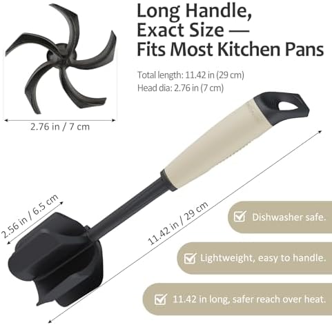Ourokhome Meat Chopper and Potato Masher, Heat Resistant Nylon Ground Beef Smasher for Hamburger, 5 Curved Blades Nonstick Safe Mixer & Stirrer, Practical Kitchen Gadgets, Almond - Image 5