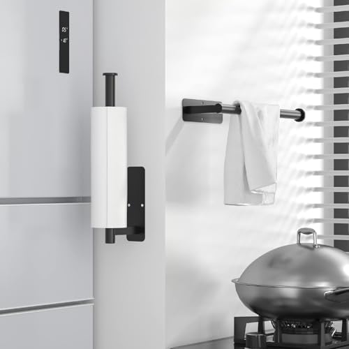 ASTOFLI Paper Towel Holder Under Cabinet No Drilling, Self Adhesive Paper Towel Holder Wall Mount for Kitchen Rack, Under Counter Napin Holder No Drill, RV, 304 Stainless Steel, Matte Black 2 Pack - Image 5
