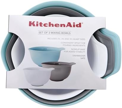 KitchenAid Universal Nesting Plastic Mixing Bowls, Set of 3, 2.5 quart, 3.5 quart, 4.5 quart, Mulitcolored - Image 4