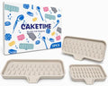 CAKETIME 3 in 1 Silicone Soap Dish with Drainage Holes for Bathroom Shower Caddy Kitchen Counter in-Sink Sponge Holder Dispenser Countertop Accessories Home Practical Daily Household Stuff by CAKETIME