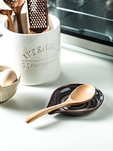 Spoon Rest, Ceramic Spoon Holder with Deep Drip Tray for Stove Top - Image 6