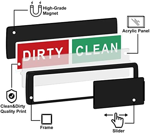 KitchenTour Clean Dirty Dishwasher Magnet - Upgrade Super Strong Magnet Version - Easy to Read Non-Scratch Magnetic Indicator Sign with Clear, Bold & Colored Text - Black - Image 3