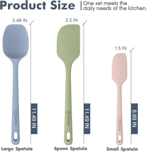 ChefAide 3 Pieces Silicone Spatulas Set, Heat Resistant Rubber Spatula - Image 2