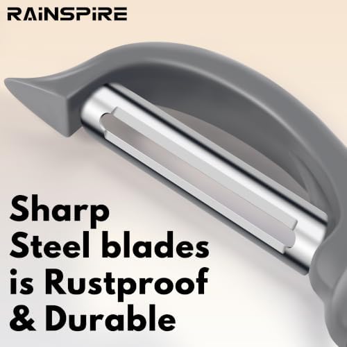 Rainspire Vegetable Peeler Potato Peelers for Kitchen, Sharp Stainless Steel Blades Veggie, Comfortable Handle Fruit Peeler, Carrot Peeler Apple Peeler Dishwasher Safe (1, Grey) - Image 3
