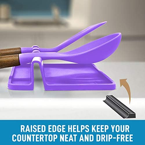 Zulay Kitchen Silicone Utensil Rest with Drip Pad for Multiple Utensils - BPA-Free, Heat-Resistant Spoon Rest & Spoon Holder for Stove Top - Kitchen Utensil Holder for Ladles & Tongs - Mystic Violet - Image 3