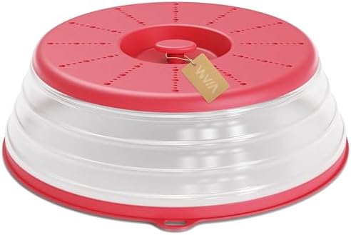 WVM Microwave Splatter Cover Vented for Food with Hook Hole, Splatter Guard & Colander Kitchen Gadget for Food, Meal Prep, Red, M(11"x3.26")-Pack of 1 by WVM