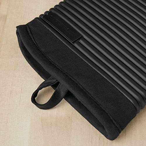 KITCHENAID Ribbed Soft Silicone Oven Mitt 2-Pack Set, Matte Black, 7.5"x13" - Image 2