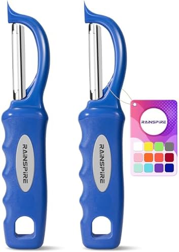 Rainspire Vegetable Peeler Potato Peelers for Kitchen, Sharp Stainless Steel Blades Veggie, Comfortable Handle Fruit Peeler, Carrot Peeler Apple Peeler Dishwasher Safe, Dark Blue, 2-Pack by Rainspire