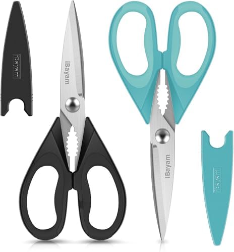 Small Kitchen Scissors 8-inch, iBayam 2 Pack Kitchen Shears All Purpose by iBayamDirect