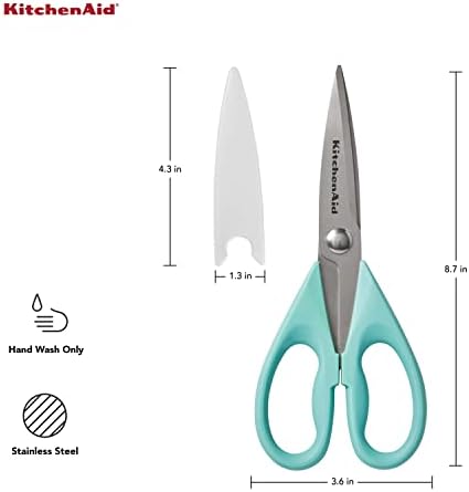 KitchenAid All Purpose Kitchen Shears with Protective Sheath Durable Stainless Steel Scissors,Dishwasher Safe,Soft Grip Comfort Handle,8.72 Inch,Aqua Sky,(Pack of 12) - Image 2