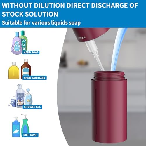 Automatic Soap Dispenser Touchless, Hands-Free, Multi Adjustable Volume, Long Battery Life, Compatible with Thick & Thin Dish/Hand Soap for Bathroom and Kitchen, Easy for Toddlers, Red - Image 3