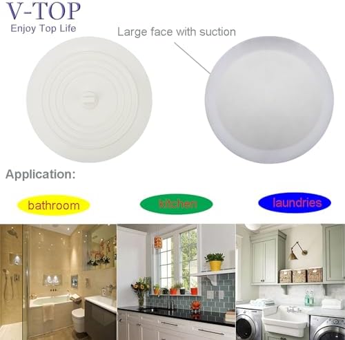 Shower Drain Hair Catcher Tub Stopper, V-TOP Drain Cover for Shower to Catcher Hair, Silicone Bathtub Drain Plug Suit for Bathroom Kitchen and Laundry, 4 Pack - Image 5