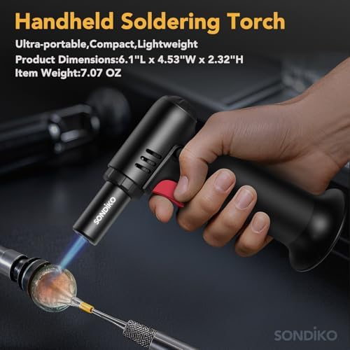 Sondiko Butane Torch, Refillable Soldering Torch with Visible Fuel Window - Image 5