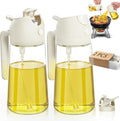 2Pcs Glass Oil Sprayer for Cooking 16oz/470ml, Kitchen Gadget for Air Fryer, Salad, BBQ, Frying（White） (White 2Pcs) by Unknown