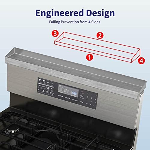 IIIOIIIA Stove Top Magnetic Shelf for Kitchen Organization, 30" Magnetic Spice Rack Over the Stove, 4" Deep Spice Organizer With Border All Around, Brushed Stainless, Silver - Image 4