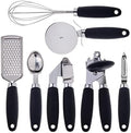 COOK WITH COLOR Kitchen Gadget Set Stainless Steel Utensils with Soft Touch Handles, 7 Pieces, Stainless Steel Black by CookwithColor