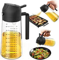 TrendPlain 16oz/470ml Glass Olive Oil Sprayer for Cooking – 2 in 1 Olive Oil Dispenser Bottle for Kitchen Gadgets and Air Fryer Accessories, Salad, BBQ - Black by TrendPlain