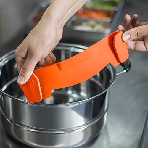 AUOON Clip On Strainer for Pots, Standard 8.86 x 3.55 in, Orange - Image 5