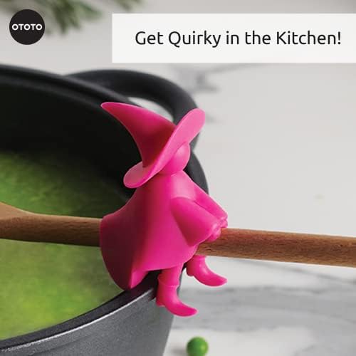 OTOTO Agatha Spoon Holder - Goth Cute Spoon Rest for Stove Top, Gothic, Spooky Cooking Gifts, Witchy Gifts, Cool Kitchen Gadgets, Halloween Gifts (Pink) - Image 6