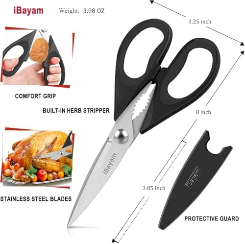 Small Kitchen Scissors 8-inch, iBayam 2 Pack Kitchen Shears All Purpose - Image 2