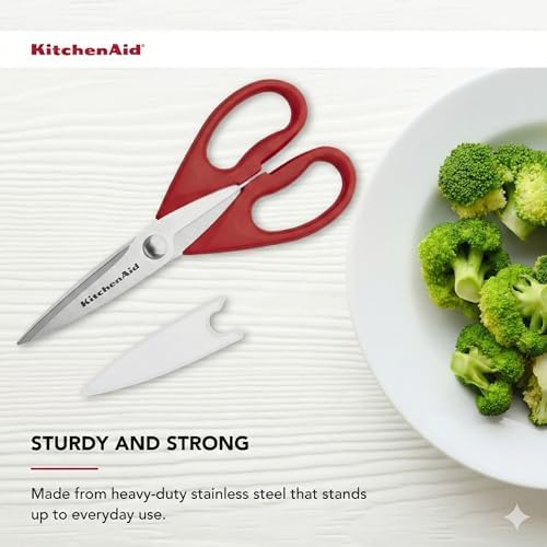 KitchenAid All Purpose Kitchen Shears with Protective Sheath Durable Stainless Steel Scissors,Dishwasher Safe,Soft Grip Comfort Handle,8.72 Inch,Red,(Pack of 2) - Image 5