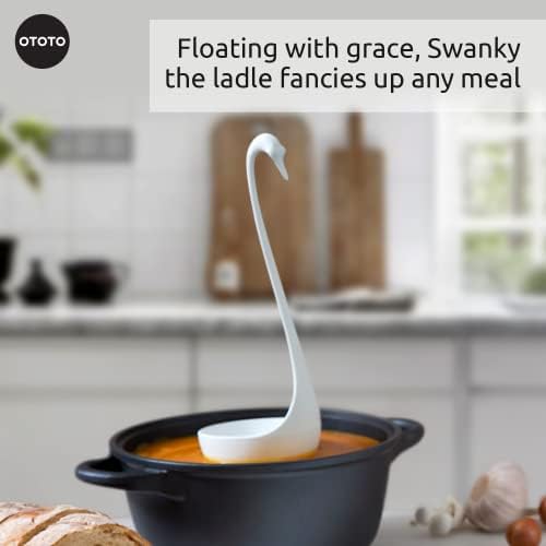OTOTO Swanky Swan Soup Ladle- Silicone Soup Spoon, BPA-Free, Heat Resistant Soup Ladles For Serving & Cooking - Cute Kitchen Accessories, Unique Kitchen Gifts, Fun Cooking Gadgets (White) - Image 4