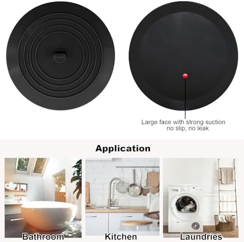 V-TOP Bathtub Drain Stopper 2 Pack, 5 inches Silicone Tub Stopper Shower Drain Cover, Bath Tub Plug Hair Stopper,Universal Flat Suction Renter Friendly Bath Accessories - Image 2