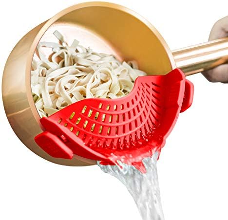 AUOON Clip On Strainer for Pots, Standard 8.86 x 3.55 in, Red by AUOON