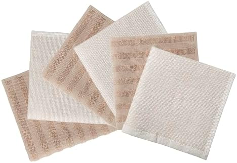 Bumble Premium Dish Cloths 13"x13" (6 Pack) | 100% Natural Ring Spun Cotton | 400 GSM | Highly Absorbent & Soft |Yarn Dyed & Solid Dyed Terry Dish Cloth Set - Tan - Image 3