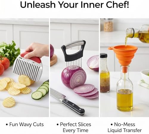 13-Piece Kitchen Gadget Set (Includes Storage Basket) — Features Kitchen Shears, Garlic Press, Knife Sharpener, Julienne Peeler, Standard Peeler, Anti-Scald Tongs (13 PCS-B) - Image 6